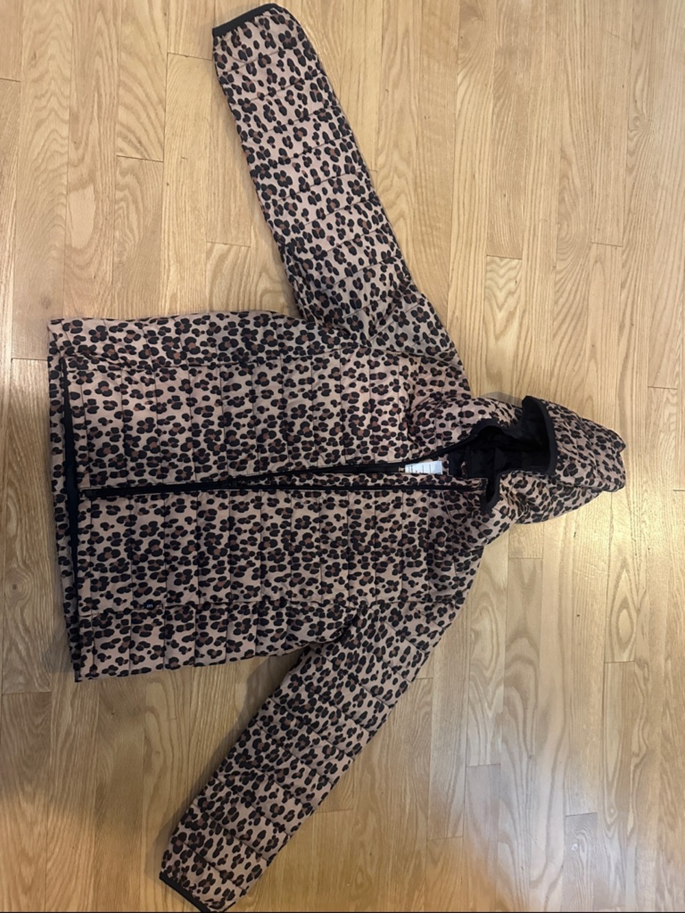 GAP Kids Leopard-Print Hooded Puffer Jacket - Pink and Brown